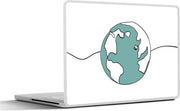 Laptop sticker - 10.1 inch - Illustratie wereldbol volgens enkele lijn