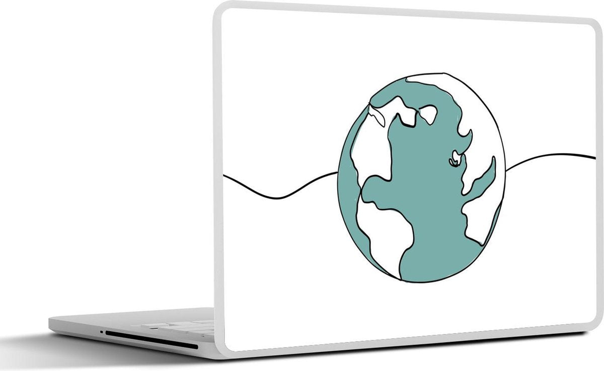 Laptop sticker - 10.1 inch - Illustratie wereldbol volgens enkele lijn