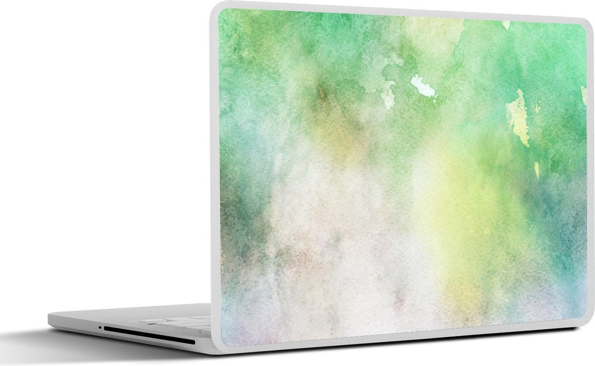 Laptop sticker - 10.1 inch - Abstract kunstwerk gemaakt met waterverf en groene met bruine kleuren