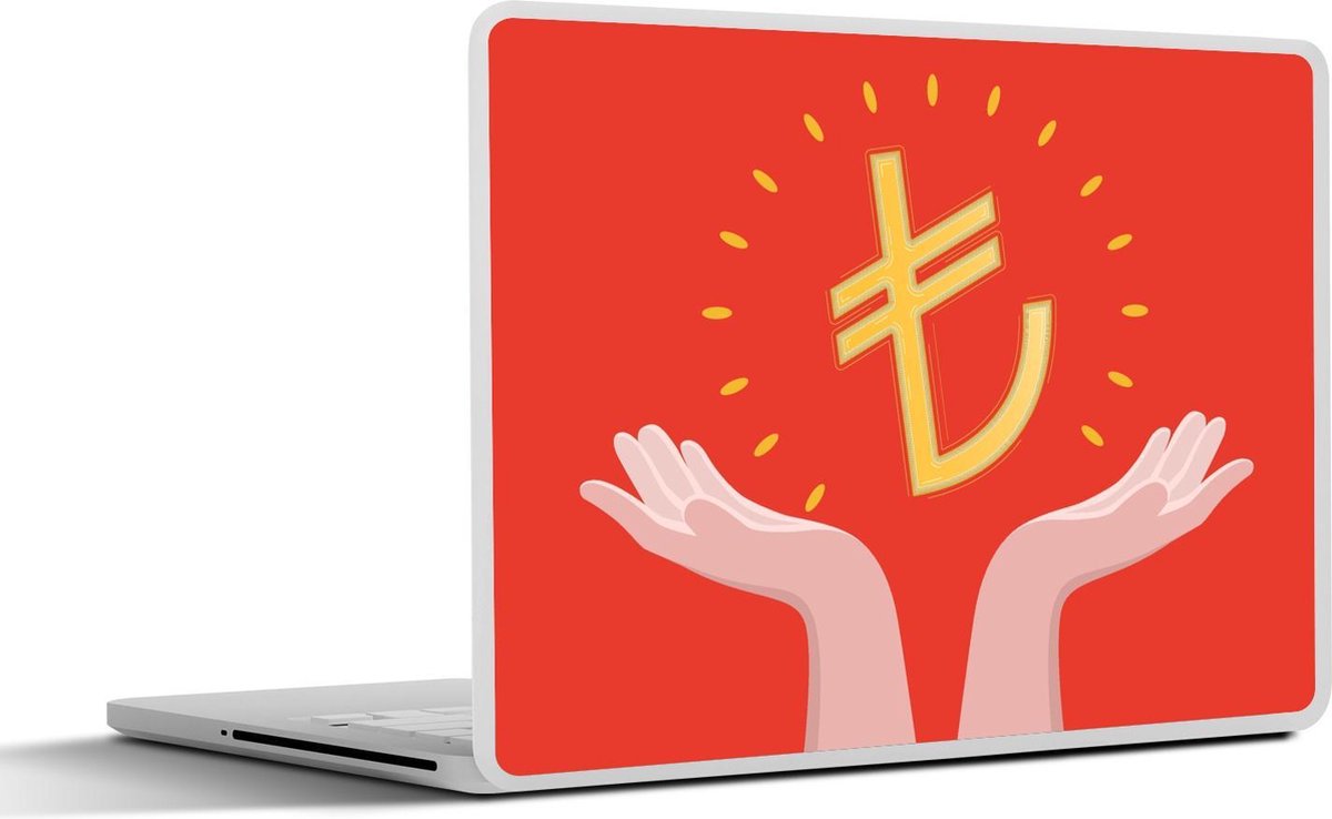 Laptop sticker - 10.1 inch - Illustratie van handpalmen onder de Turkse Lira