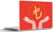 Laptop sticker - 10.1 inch - Illustratie van handpalmen onder de Turkse Lira