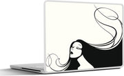 Laptop sticker - 10.1 inch - Illustratie van een vrouw met lang haar en slapende ogen