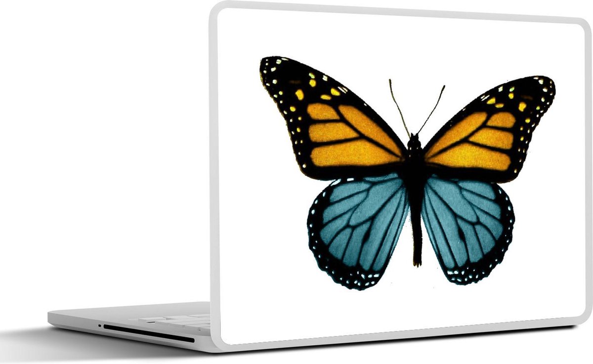 Laptop sticker - 10.1 inch - Illustratie van een vlinder met twee kleuren
