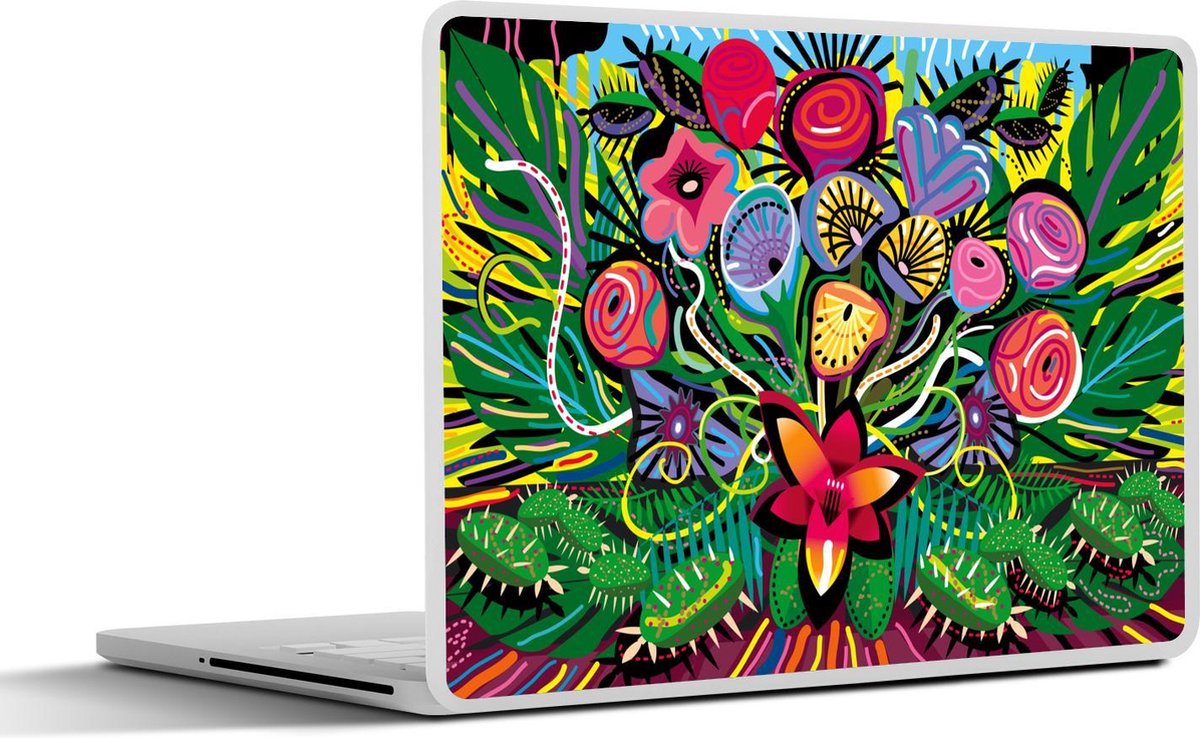 Laptop sticker - 10.1 inch - Illustratie van geschilderd boeket bloemen