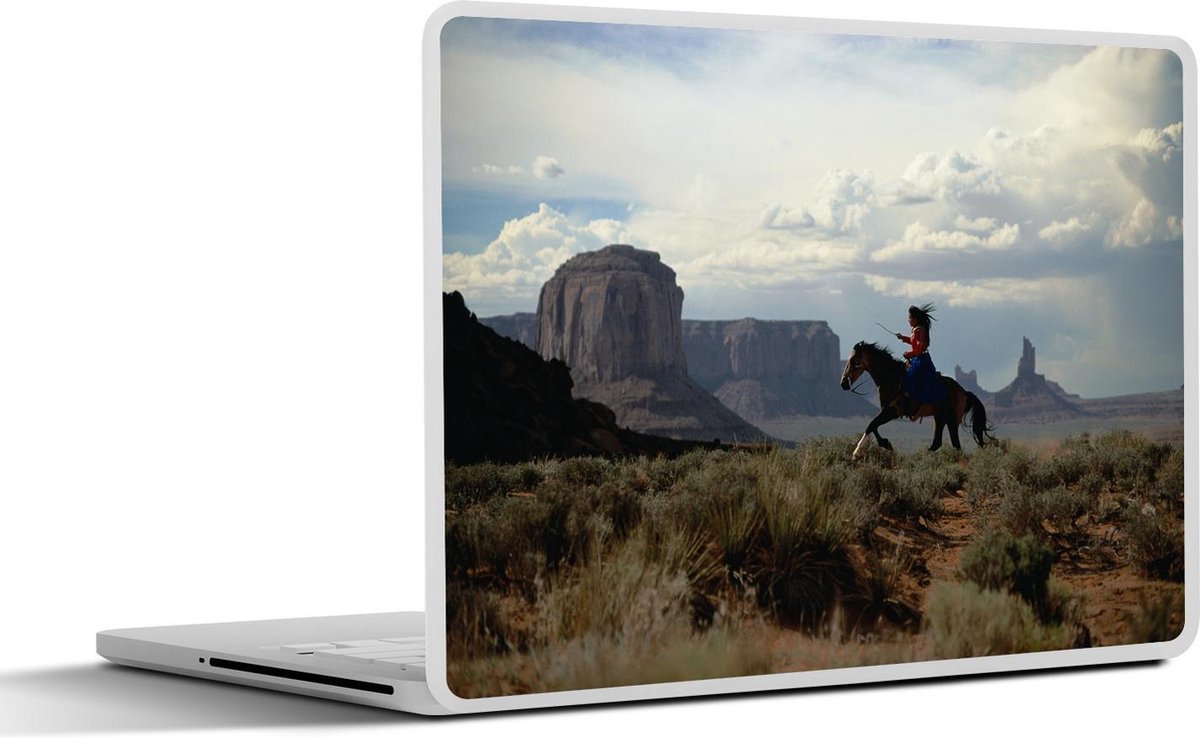 Laptop sticker - 10.1 inch - Indianenvrouw op een paard