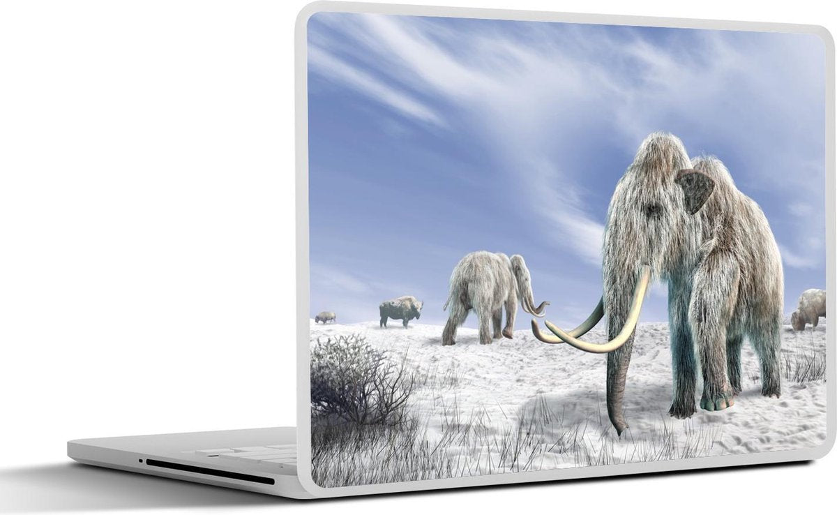 Laptop sticker - 10.1 inch - Illustratie van een kudde mammoeten