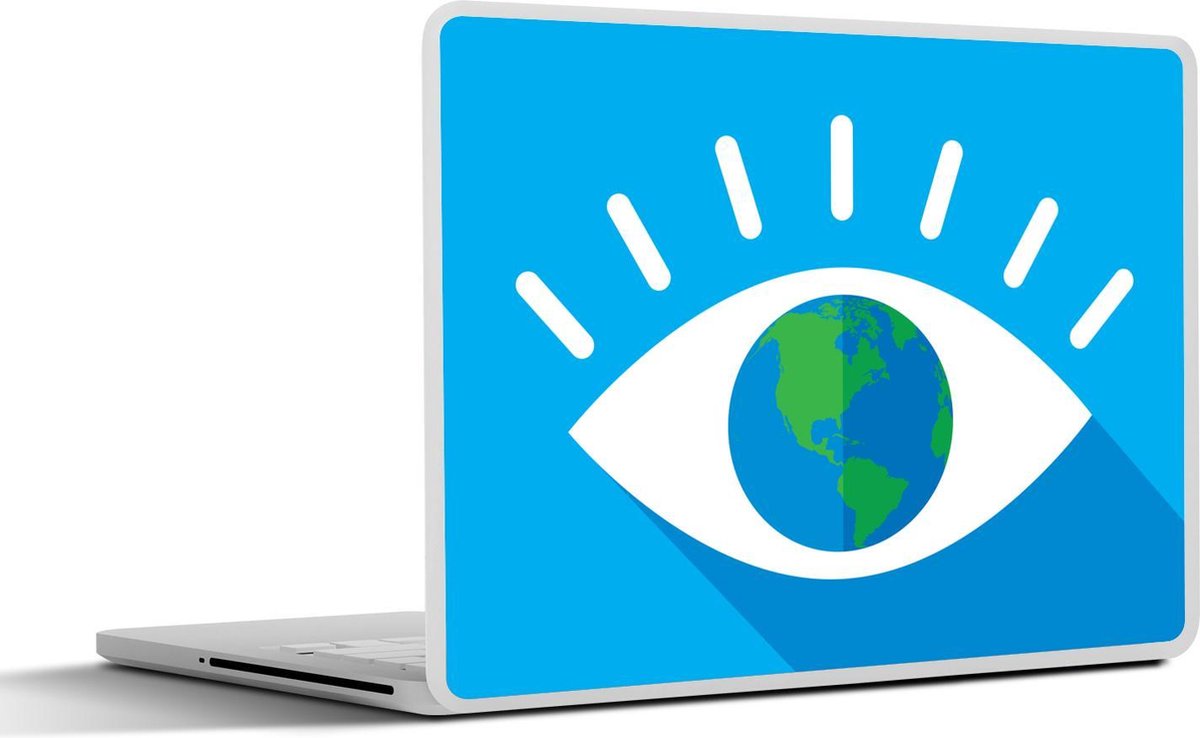 Laptop sticker - 10.1 inch - Illustratie wereldbol in een oog