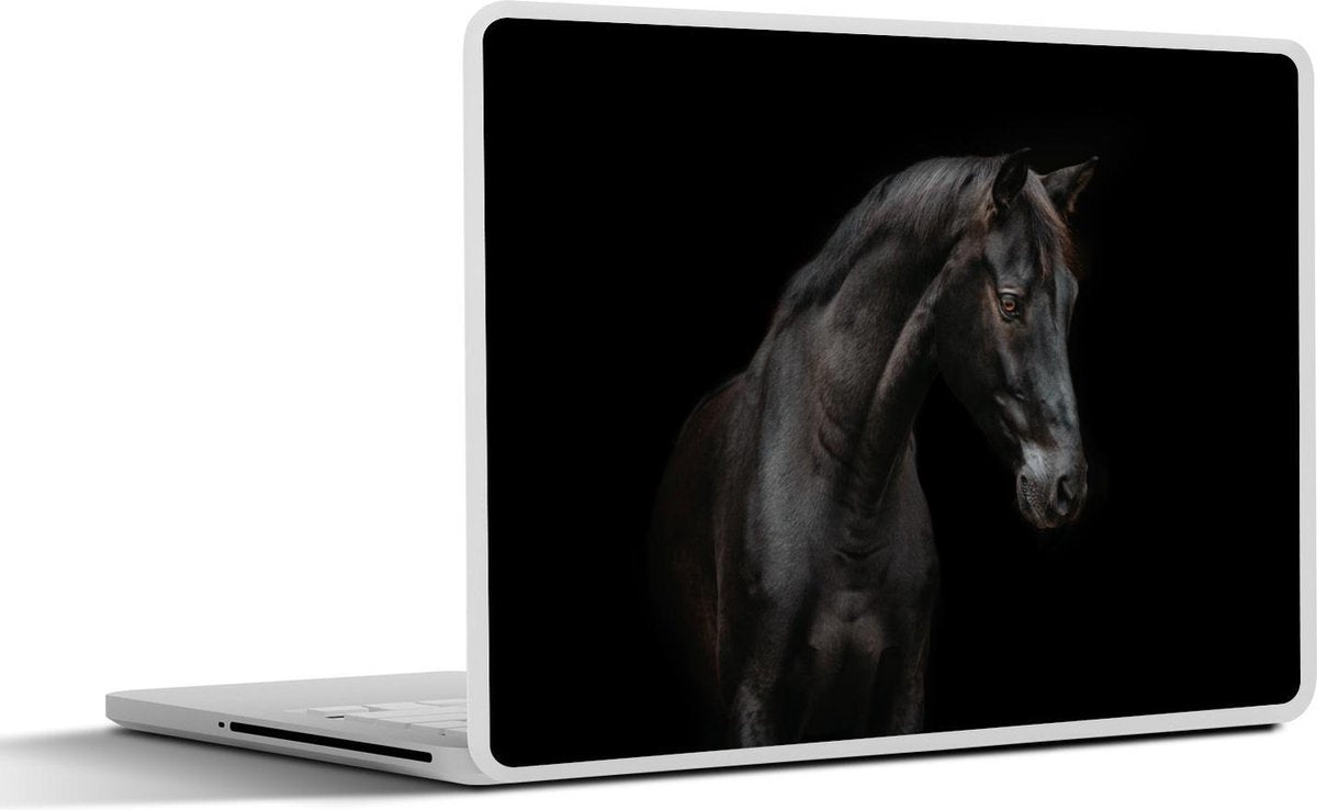 Laptop sticker - 10.1 inch -  een paard op een zwarte achtergrond