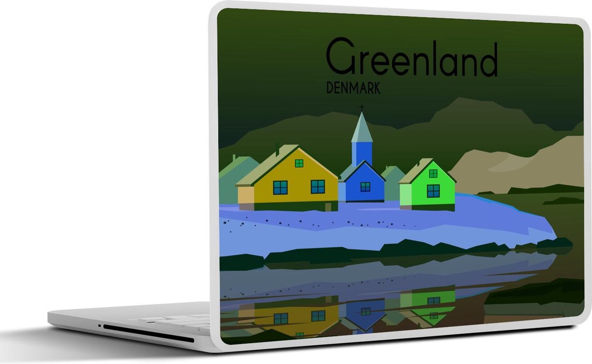 Laptop sticker - 10.1 inch - Illustratie van een dorp in Groenland