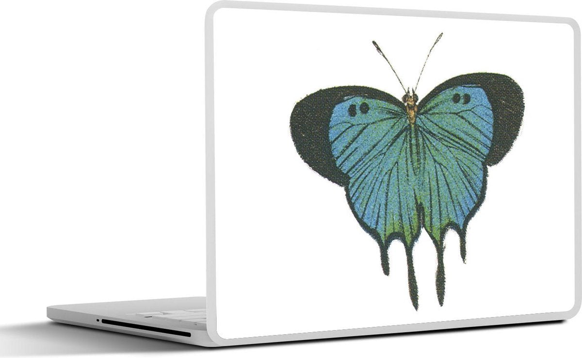 Laptop sticker - 10.1 inch - Illustratie van een blauw met zwarte vlinder