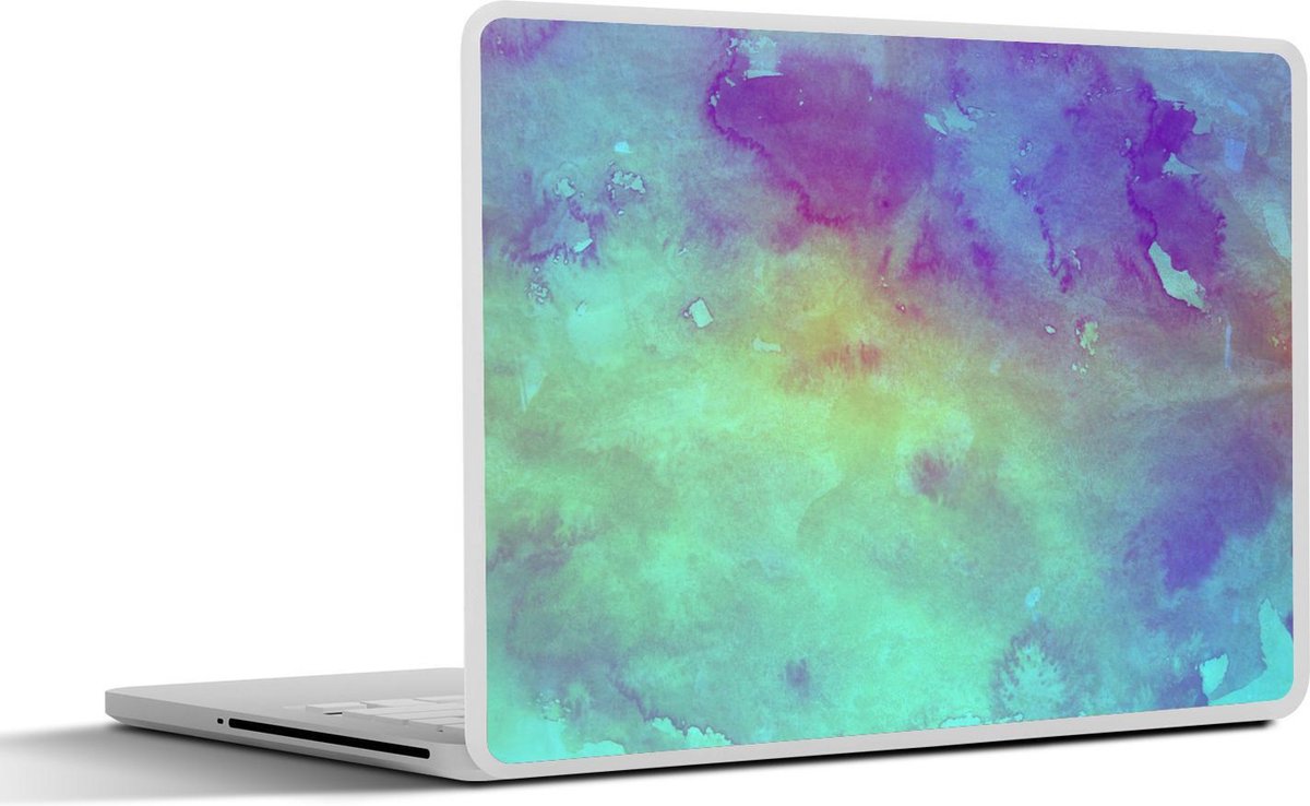 Laptop sticker - 10.1 inch - Abstract werk gemaakt van waterverf met paarse en groene vlekken
