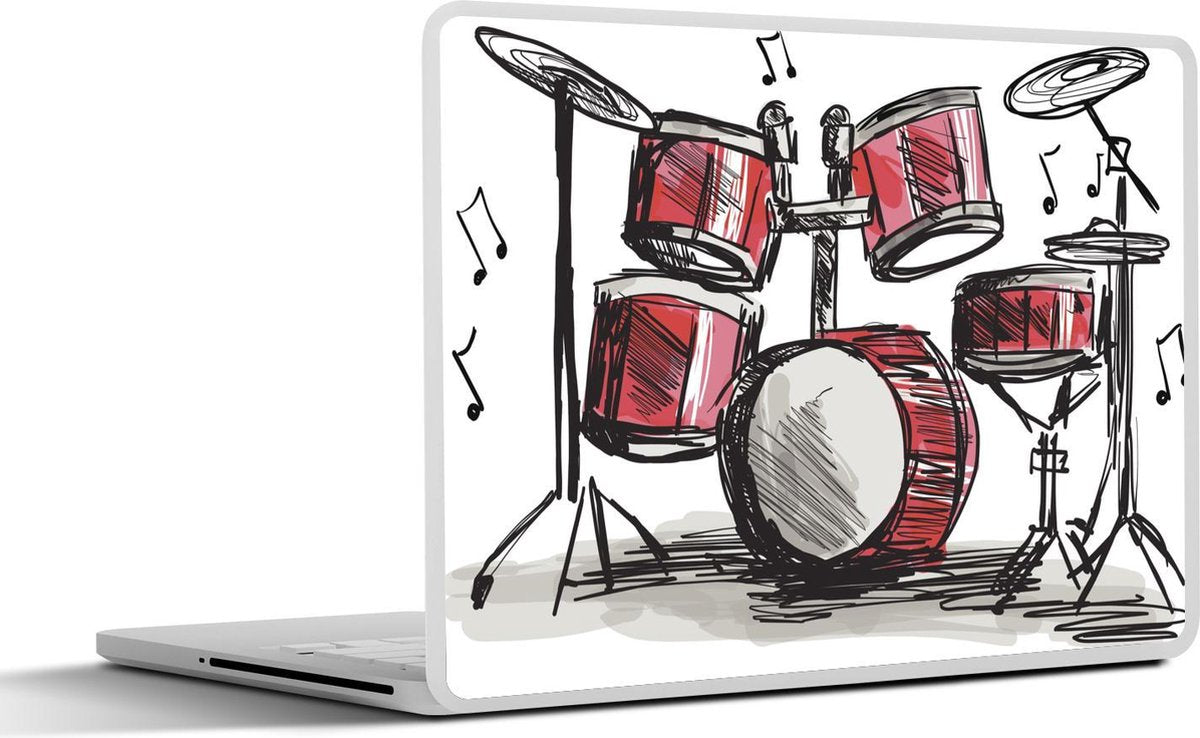 Laptop sticker - 10.1 inch - Illustratie van een tekening van een drumstel