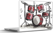 Laptop sticker - 10.1 inch - Illustratie van een tekening van een drumstel
