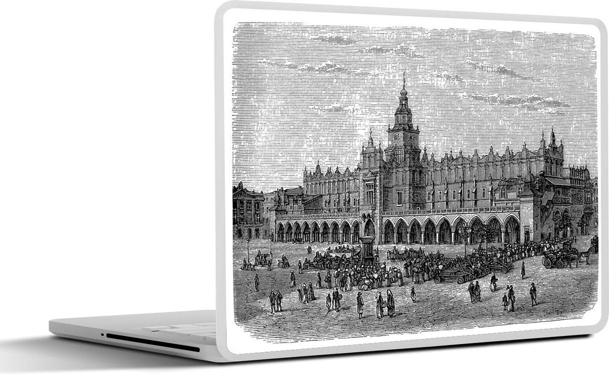 Laptop sticker - 10.1 inch - Illustratie van een marktplein in Krakau
