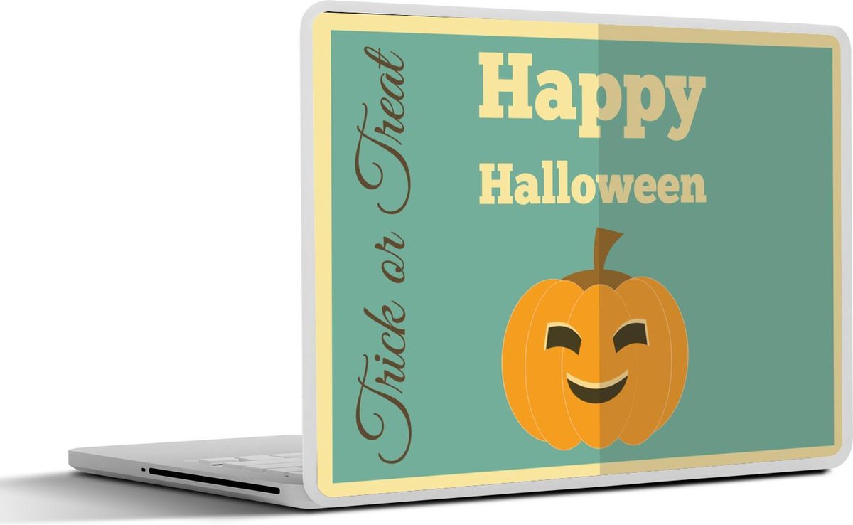 Laptop sticker - 10.1 inch - 'Happy Halloween' met een pompoen
