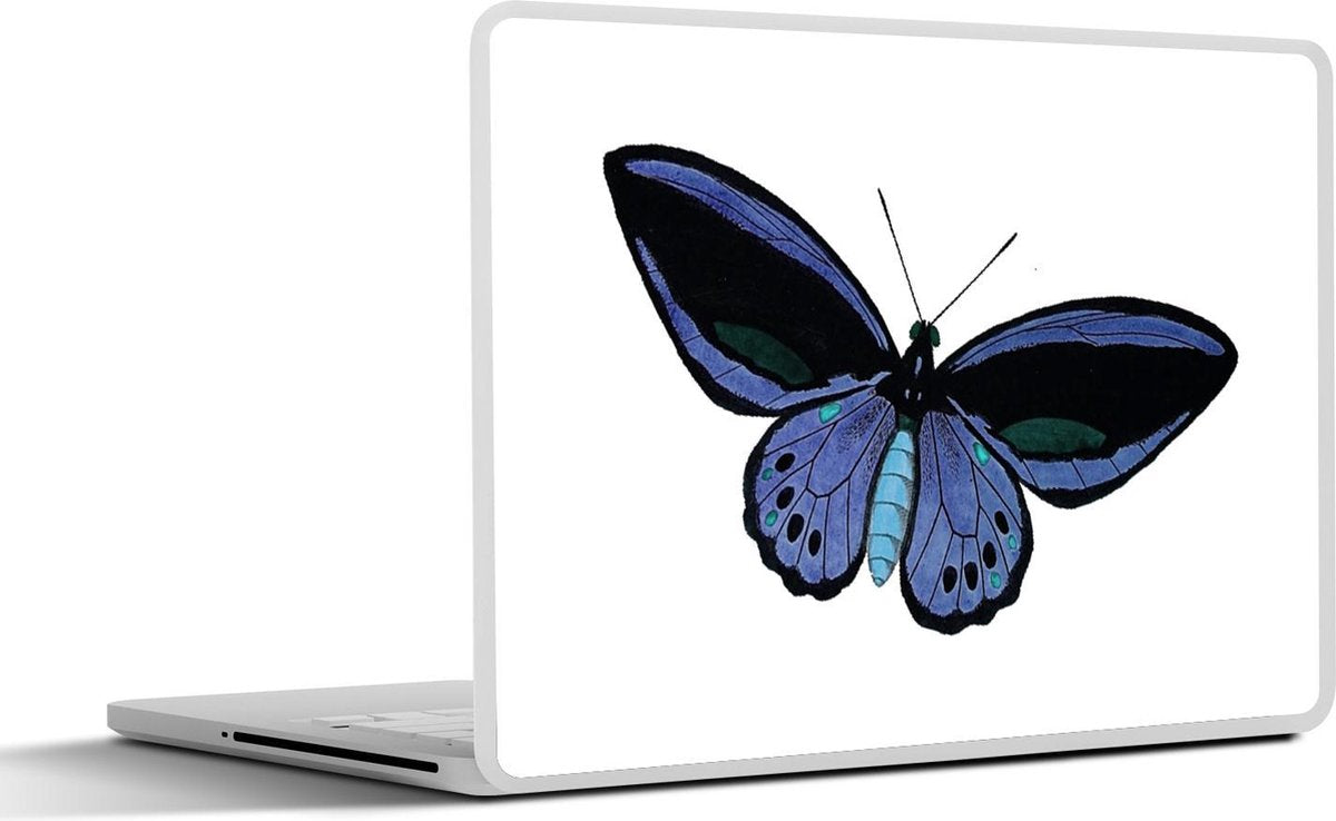Laptop sticker - 10.1 inch - Illustratie van een paars met blauwe vlinder