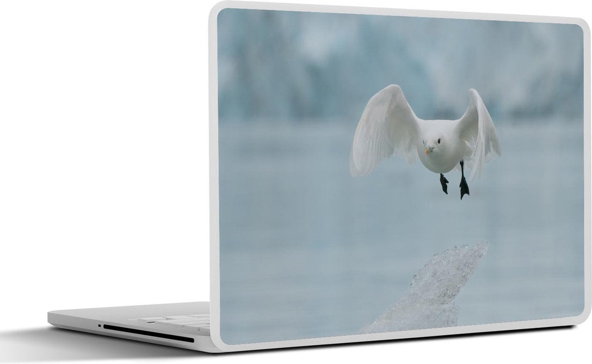 Laptop sticker - 10.1 inch - Ivoormeeuw vliegt boven het ijs