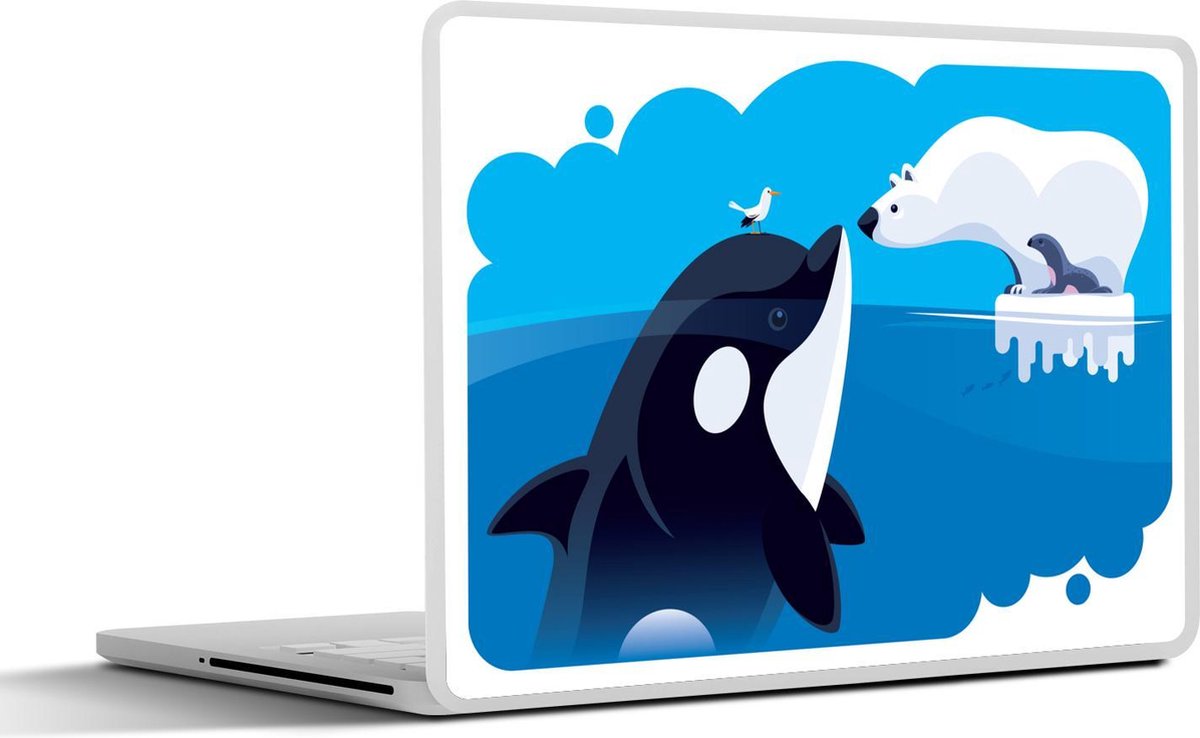 Laptop sticker - 10.1 inch - Illustratie van een ijsbeer en een orka