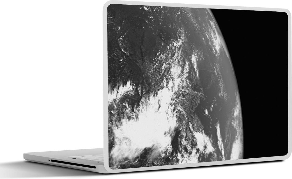 Laptop sticker - 10.1 inch - Aarde vanaf een satelliet in zwart wit