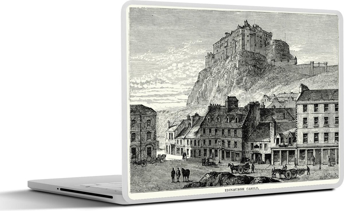 Laptop sticker - 10.1 inch - Illustratie van het kasteel van Edinburgh uit de negentiende eeuw
