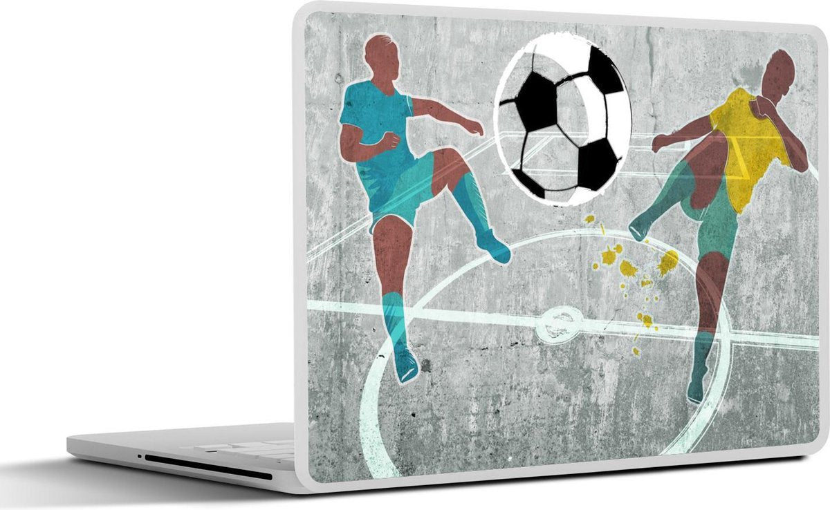Laptop sticker - 10.1 inch - Illustratie van streetart met twee voetballers