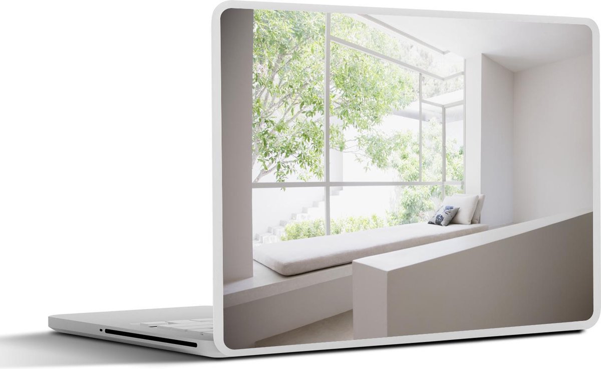 Laptop sticker - 10.1 inch - Afbeelding van witte muren en een groot raam