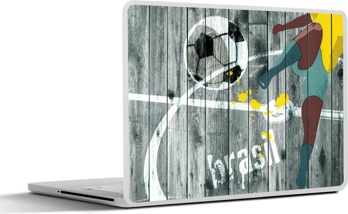 Laptop sticker - 10.1 inch - Illustratie van een voetballer als streetart