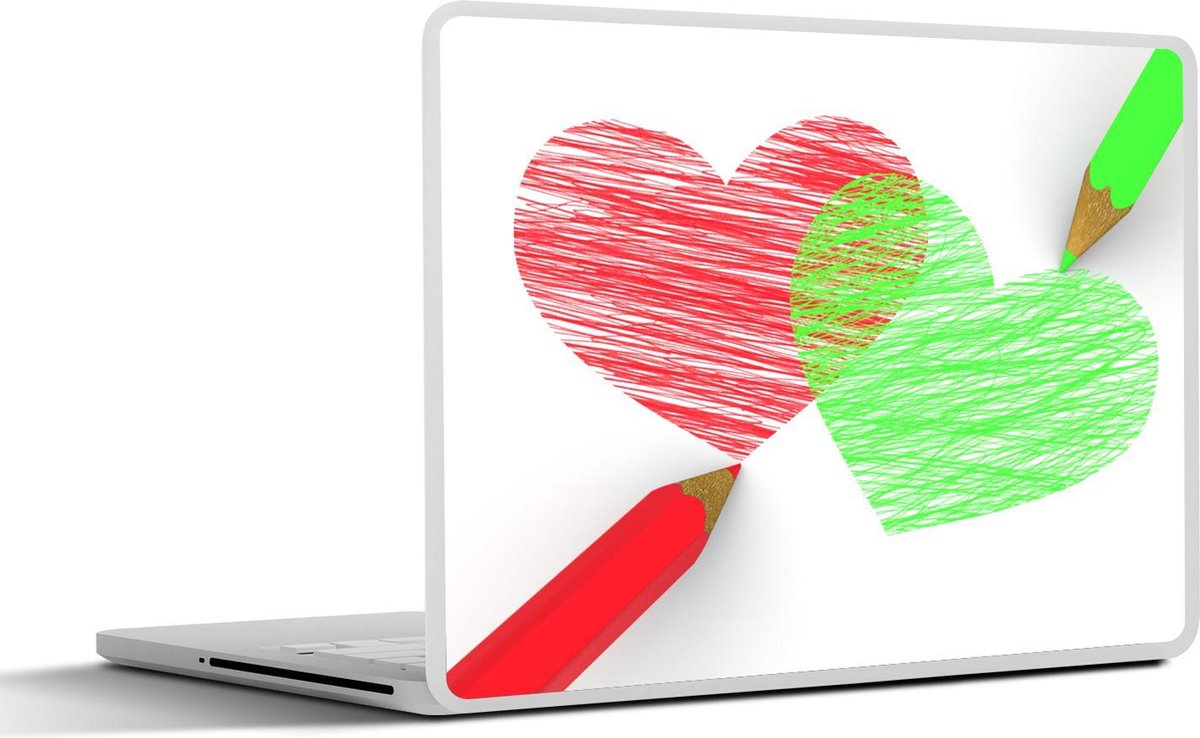 Laptop sticker - 10.1 inch - 3d weergave van een rood en groen potlood