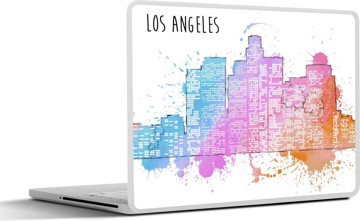 Laptop sticker - 10.1 inch - Illustratie van Los Angeles met kleurrijke verfspatten