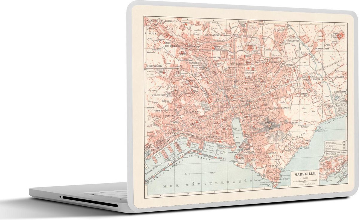 Laptop sticker - 10.1 inch - Illustratie van een stadskaart van Marseille in Frankrijk