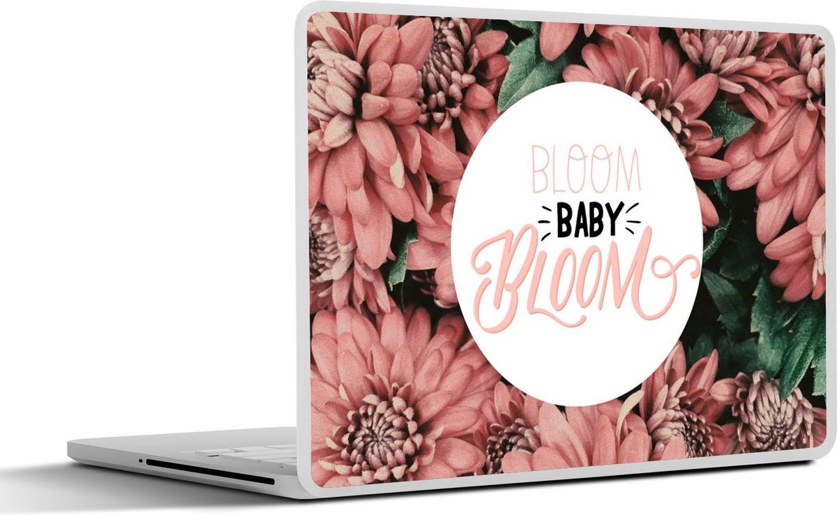 Laptop sticker - 10.1 inch - 'Bloom baby bloom' achtergrond met roze bloemen