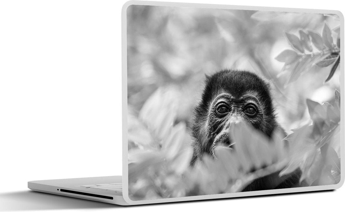 Laptop sticker - 10.1 inch -  een brulaap in de natuur van Costa Rica in zwart wit