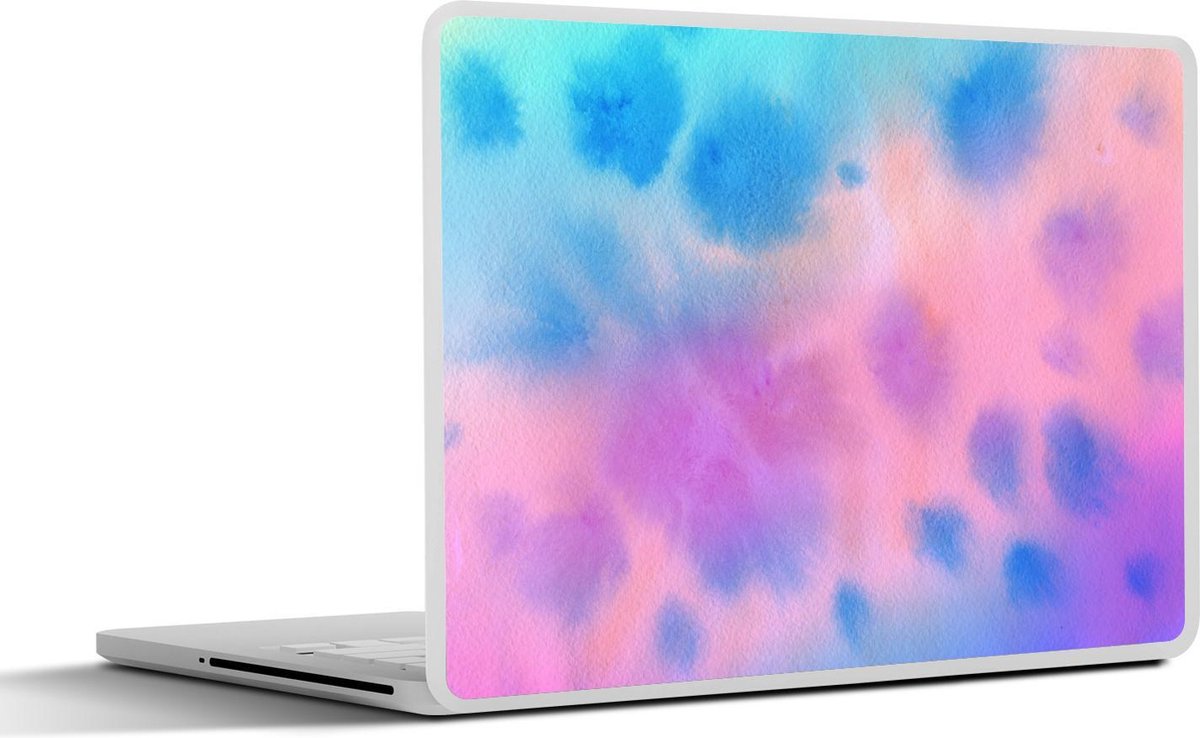 Laptop sticker - 10.1 inch - Abstract kunstwerk gemaakt met waterverf en blauwe en oranje kleuren