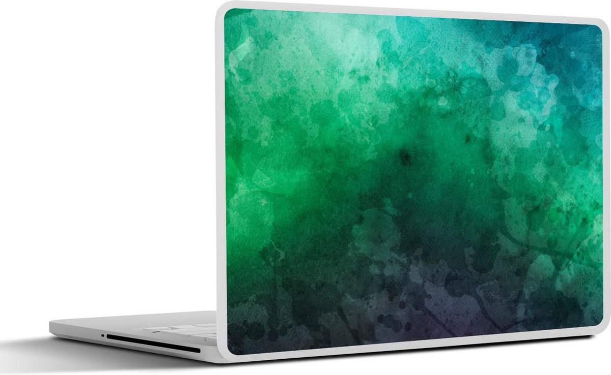Laptop sticker - 10.1 inch - Abstract werk gemaakt van waterverf met groene en blauwe vlekken