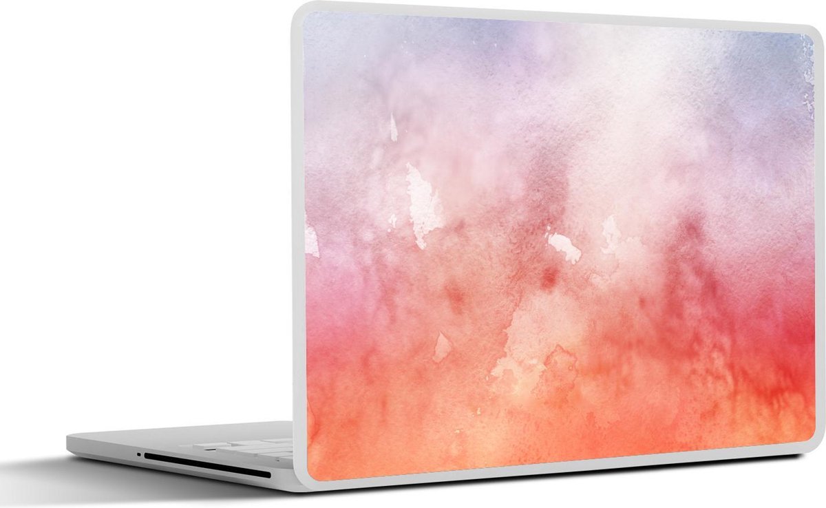 Laptop sticker - 10.1 inch - Abstract werk gemaakt van waterverf en oranje met paarse kleuren