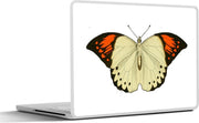 Laptop sticker - 10.1 inch - Illustratie van een witte vlinder met oranje details