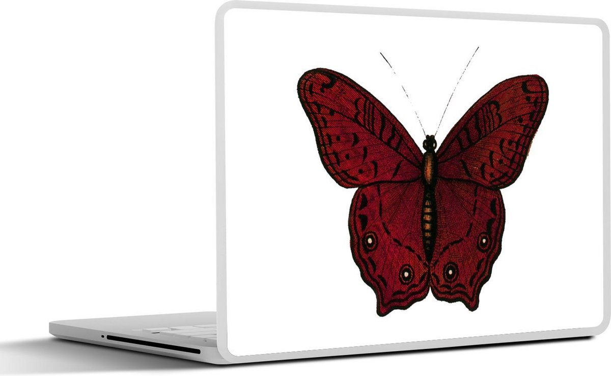 Laptop sticker - 10.1 inch - Illustratie van een donkerrode vlinder