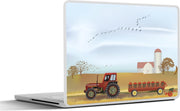 Laptop sticker - 10.1 inch - Illustratie van een trekker bij de oogst