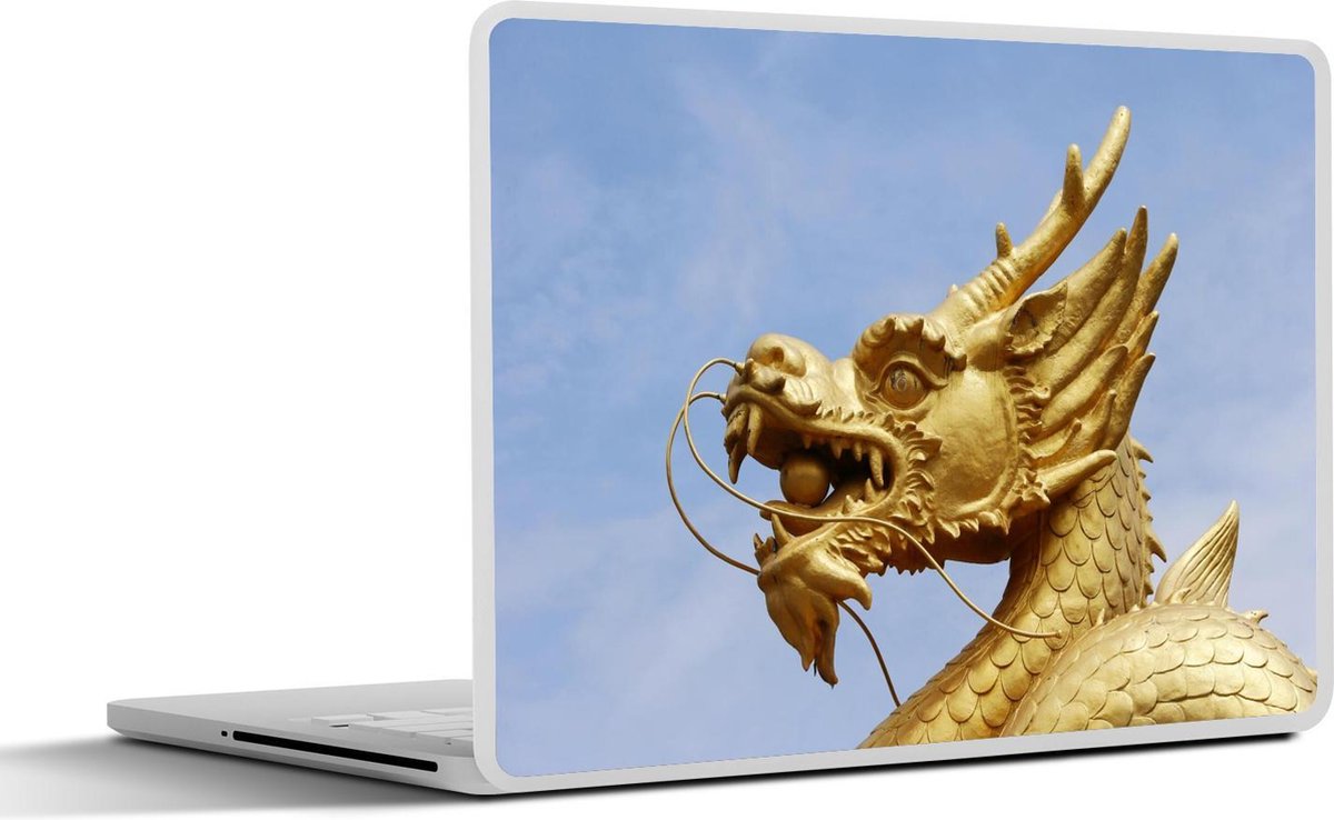 Laptop sticker - 10.1 inch - In goud gehulde draak