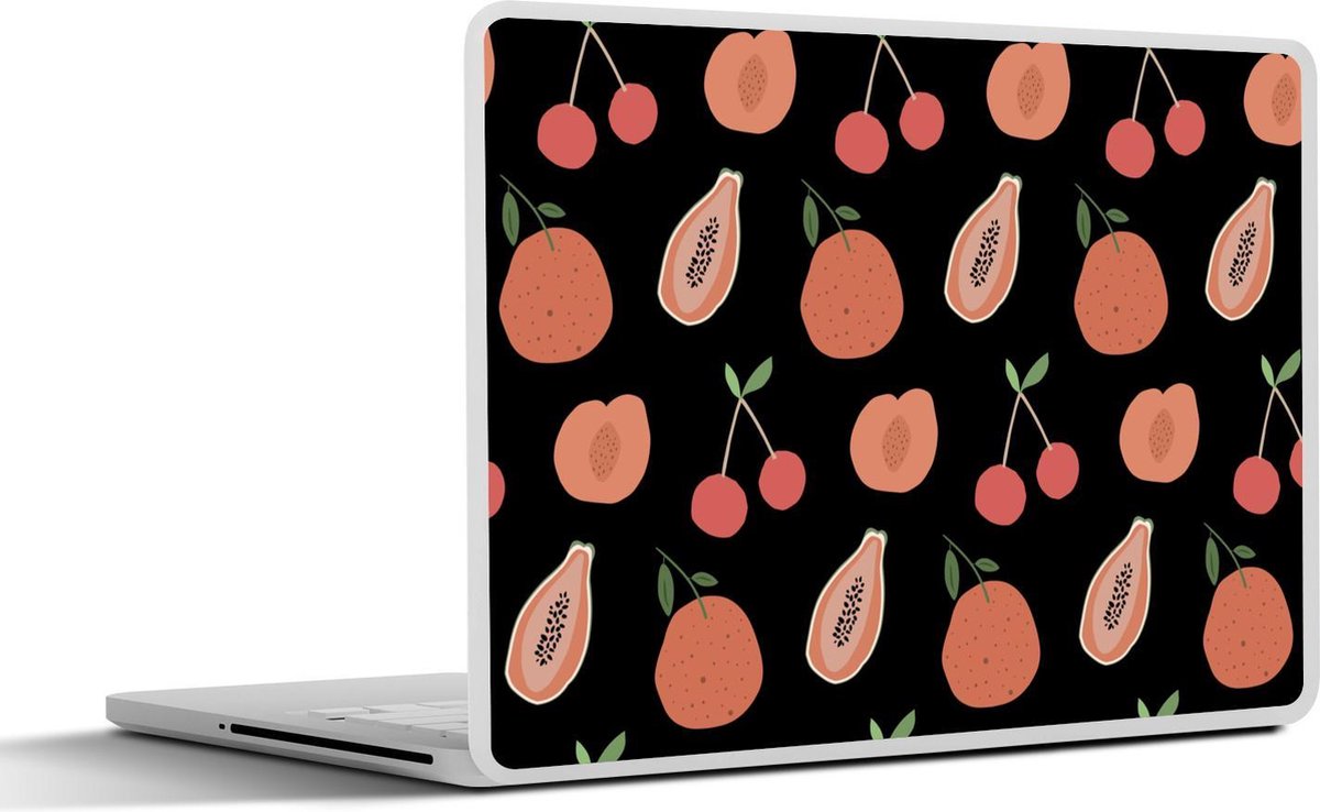 Laptop sticker - 10.1 inch - Abstract rood fruit met een zwarte achtergrond