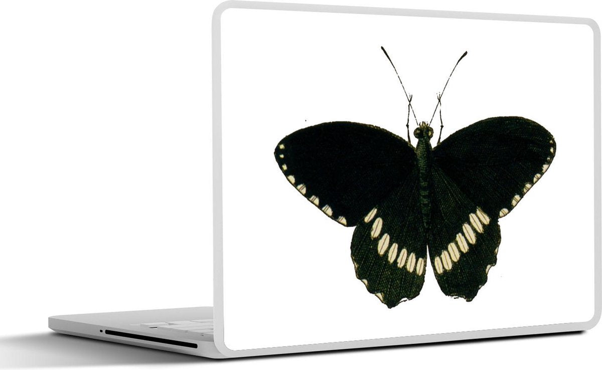 Laptop sticker - 10.1 inch - Illustratie van een zwarte vlinder met witte details