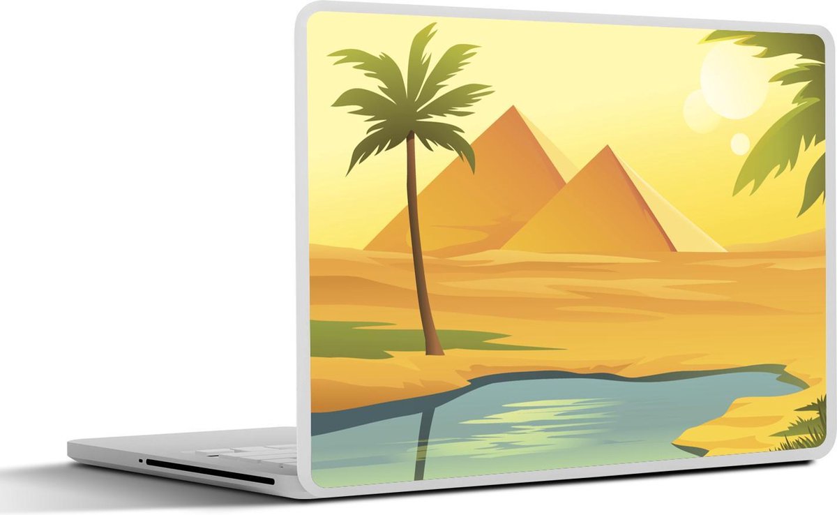 Laptop sticker - 10.1 inch - Illustratie van een fata morgana bij piramides in Egypte