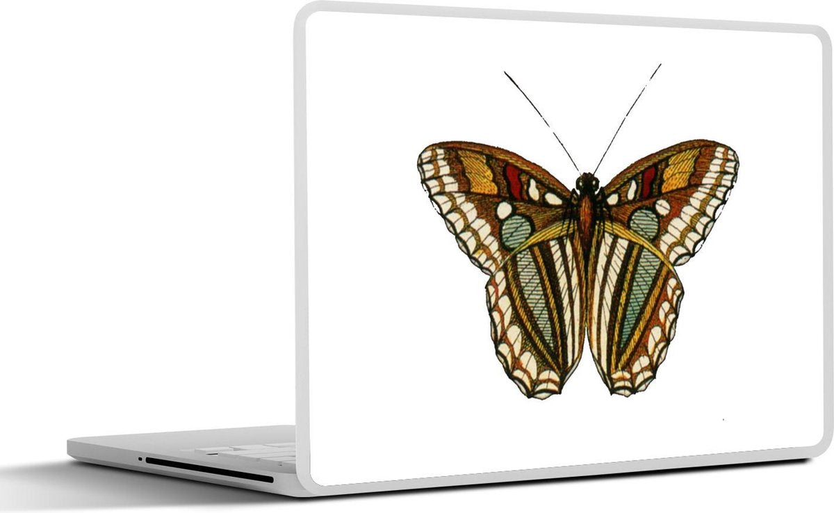 Laptop sticker - 10.1 inch - Illustratie van een vlinder met een patroon op zijn vleugels