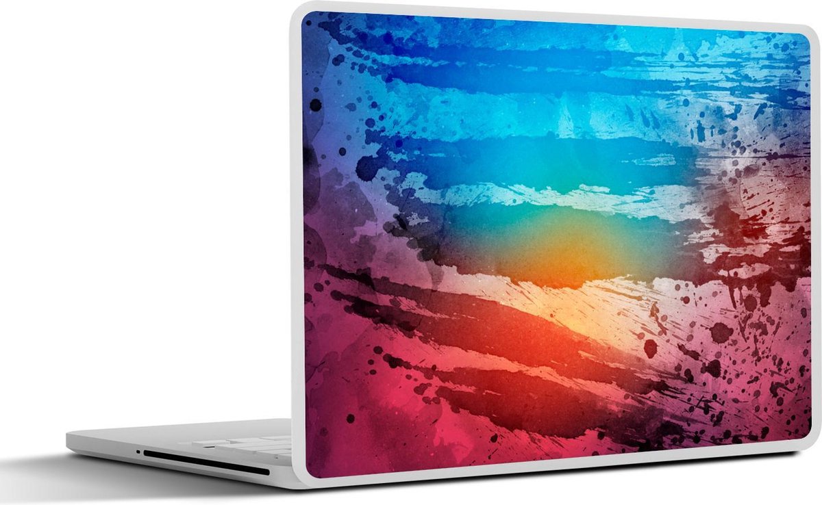 Laptop sticker - 10.1 inch - Abstract werk gemaakt met waterverf met een zonsondergang