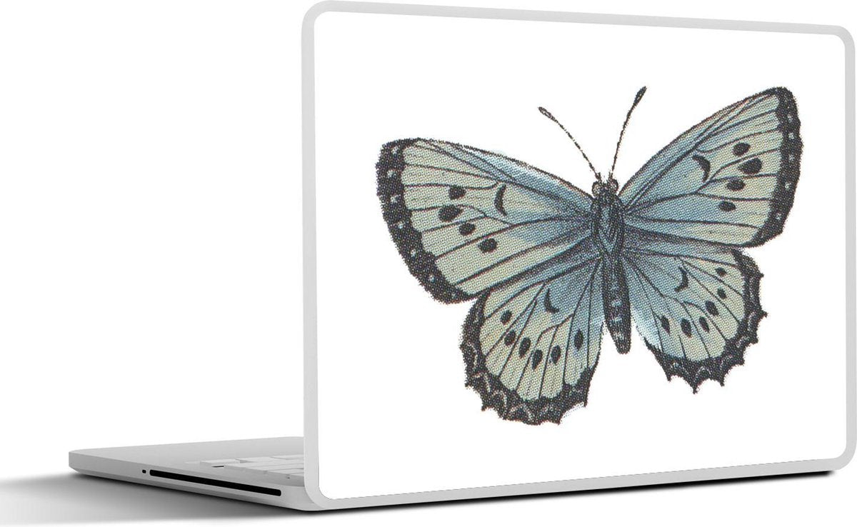 Laptop sticker - 10.1 inch - Illustratie van een blauw met witte vlinder