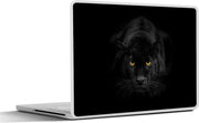 Laptop sticker - 10.1 inch -  een luipaard op een zwarte achtergrond