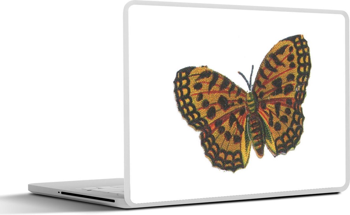 Laptop sticker - 10.1 inch - Illustratie van een bruine vlinder met stippen