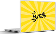 Laptop sticker - 10.1 inch - Illustratie van Izmir met gele strepen als achtergrond