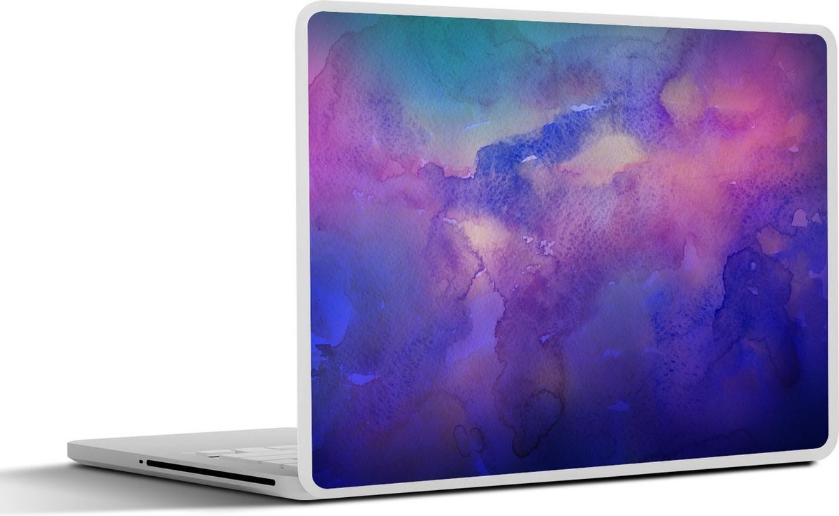 Laptop sticker - 10.1 inch - Abstract werk gemaakt van waterverf en donkerblauwe en paarse kleuren