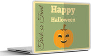 Laptop sticker - 10.1 inch - 'Happy Halloween' met een pompoen op een groene achtergrond